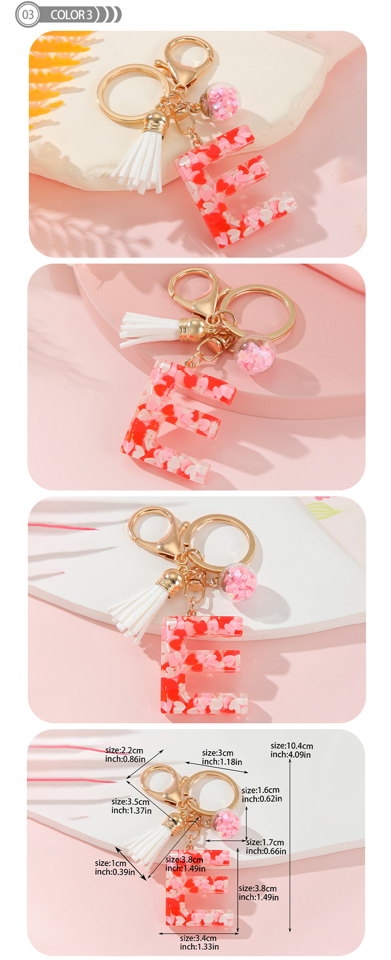 Romantic Simple Style Letter Resin Tassel Valentine's Day Bag Pendant Keychain display picture 4