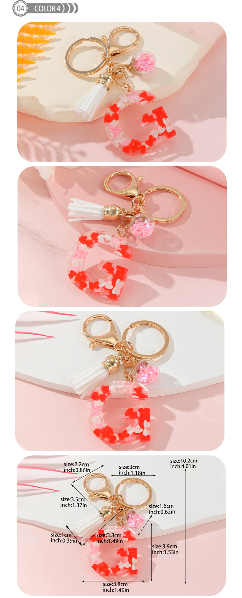 Romantic Simple Style Letter Resin Tassel Valentine's Day Bag Pendant Keychain display picture 5