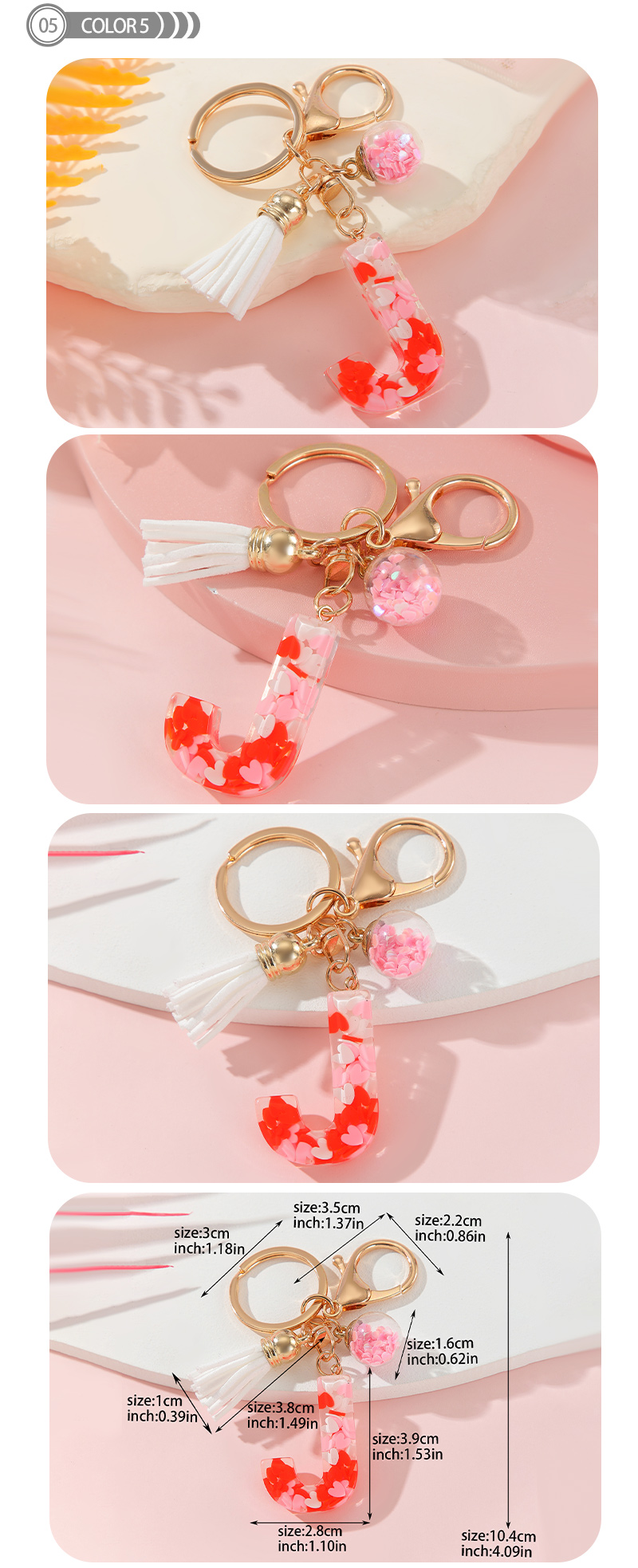 Romantic Simple Style Letter Resin Tassel Valentine's Day Bag Pendant Keychain display picture 6