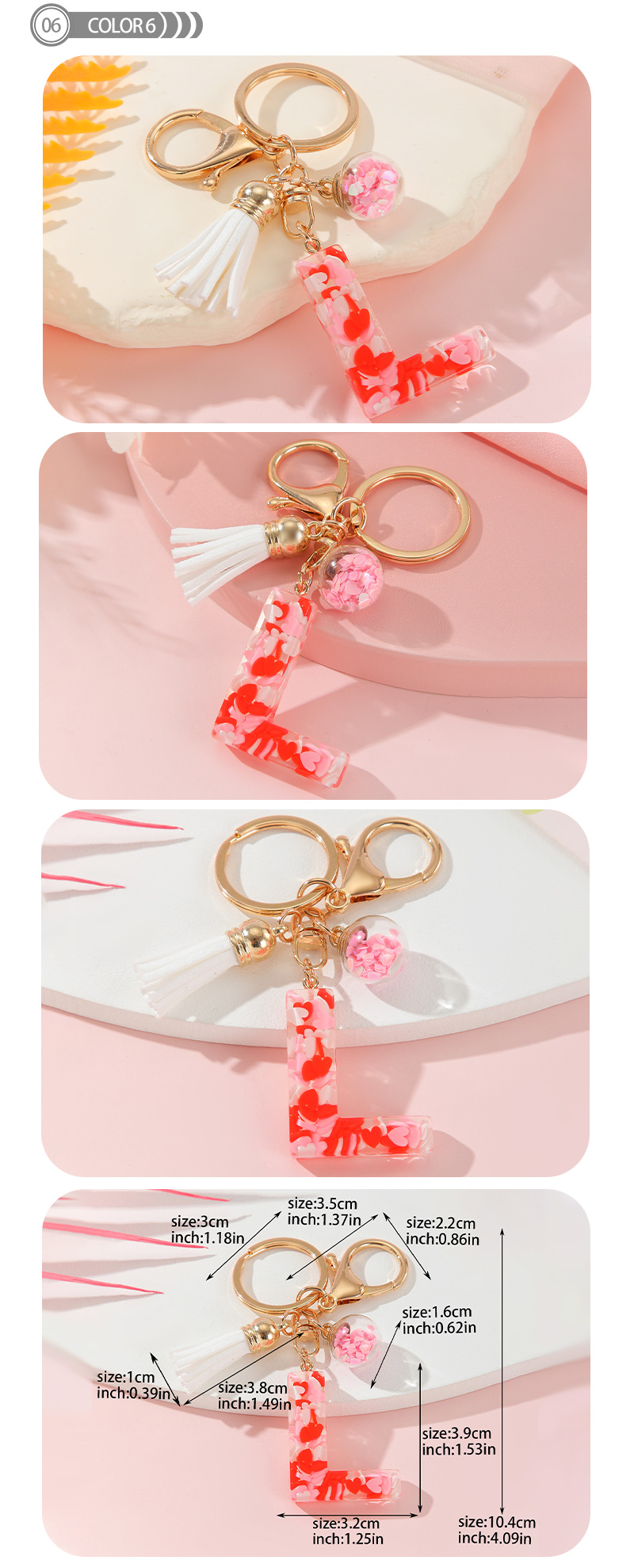 Romantic Simple Style Letter Resin Tassel Valentine's Day Bag Pendant Keychain display picture 7