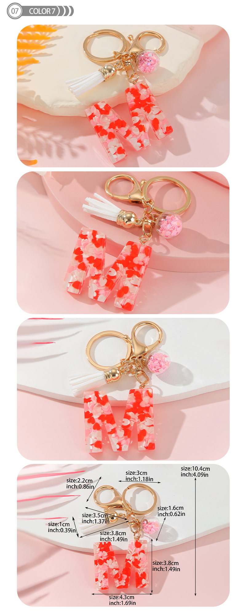 Romantic Simple Style Letter Resin Tassel Valentine's Day Bag Pendant Keychain display picture 8