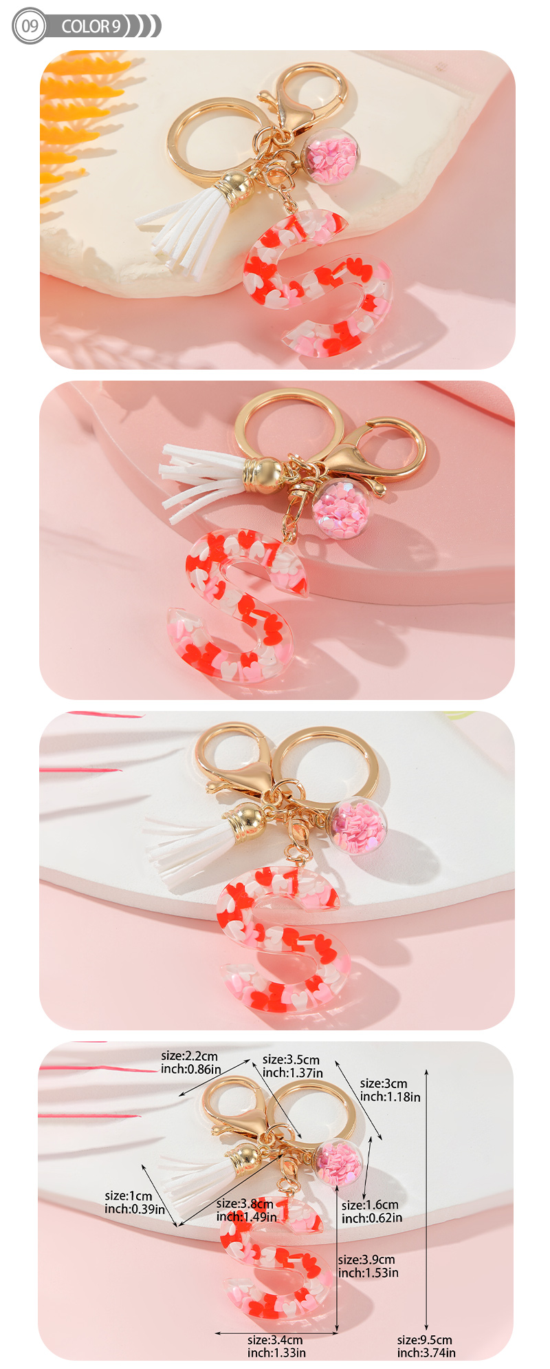 Romantic Simple Style Letter Resin Tassel Valentine's Day Bag Pendant Keychain display picture 10