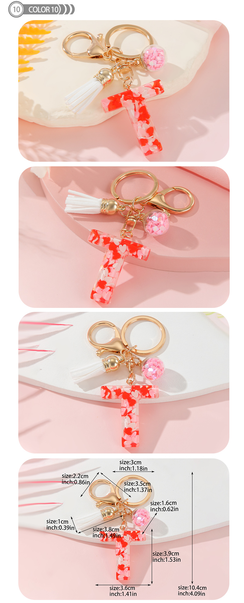 Romantic Simple Style Letter Resin Tassel Valentine's Day Bag Pendant Keychain display picture 11