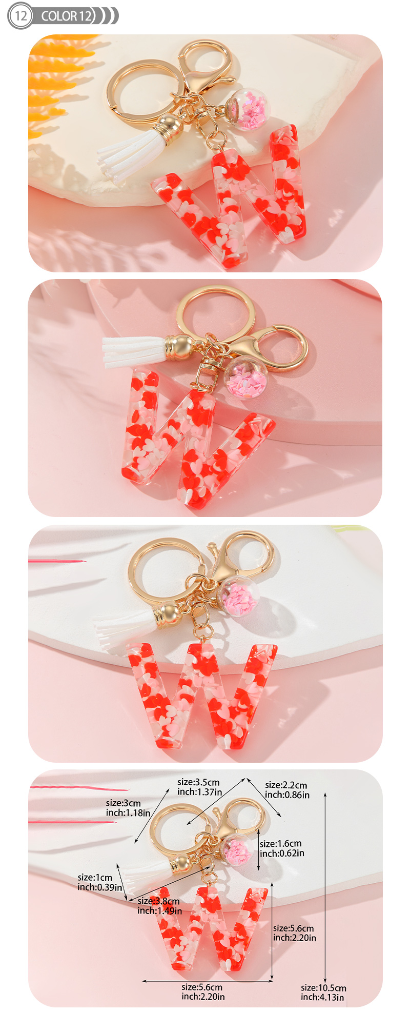 Romantic Simple Style Letter Resin Tassel Valentine's Day Bag Pendant Keychain display picture 13