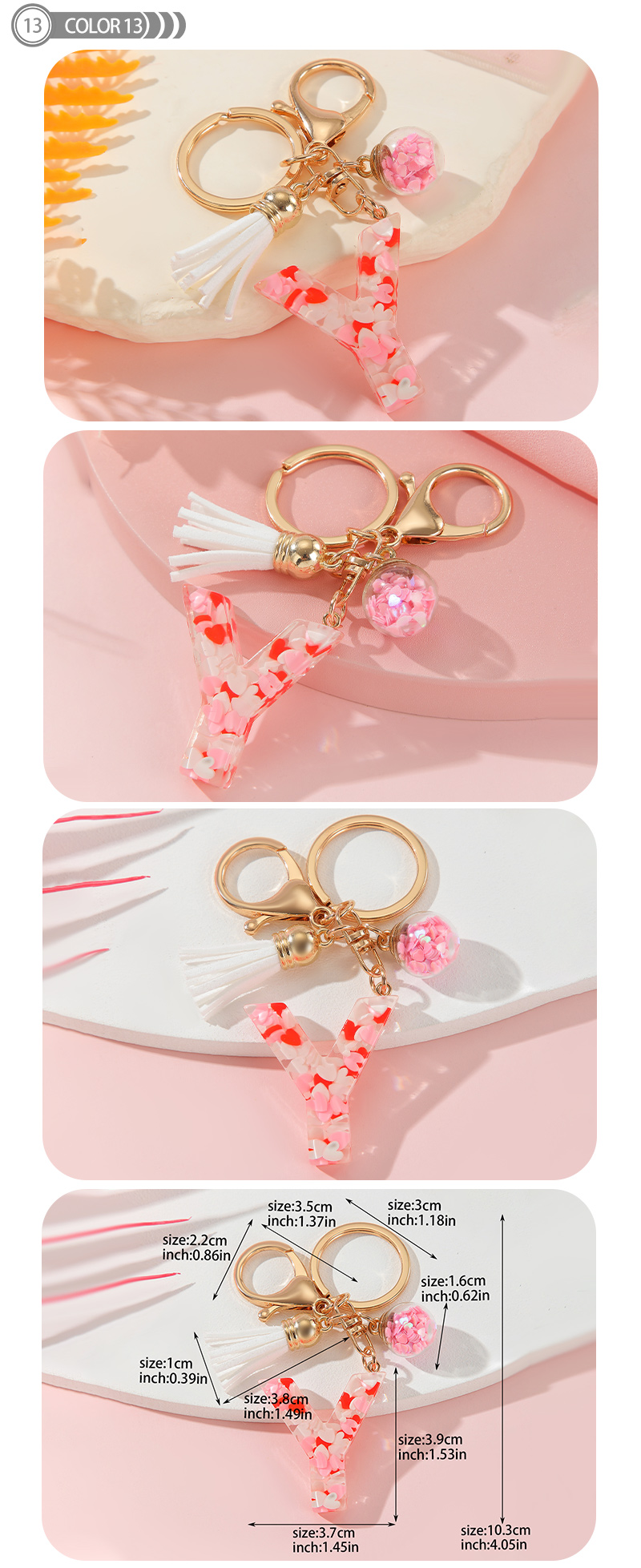 Romantic Simple Style Letter Resin Tassel Valentine's Day Bag Pendant Keychain display picture 14