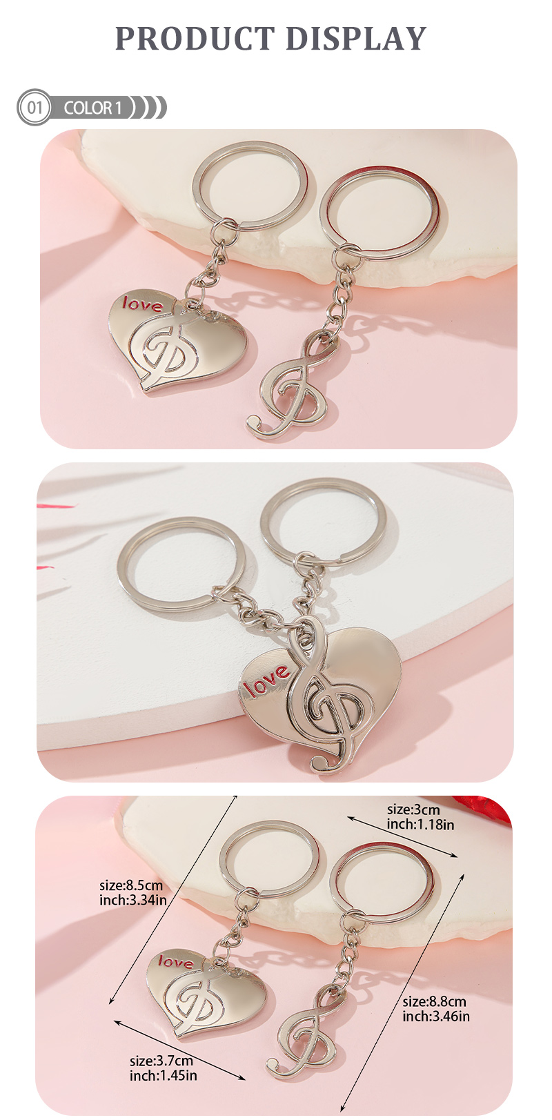Simple Style Heart Shape Alloy Valentine's Day Keychain display picture 2