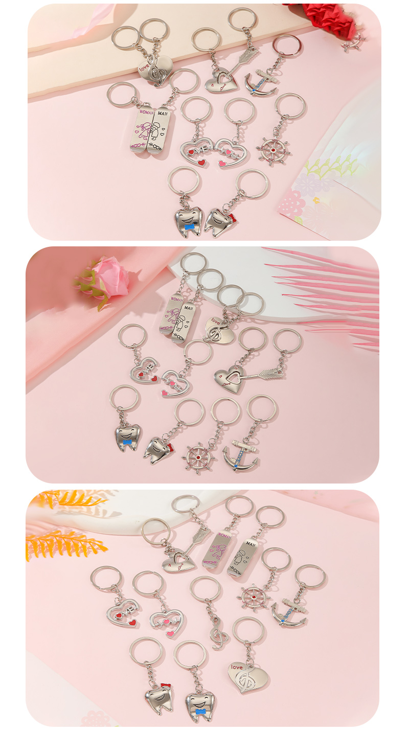 Simple Style Heart Shape Alloy Valentine's Day Keychain display picture 8