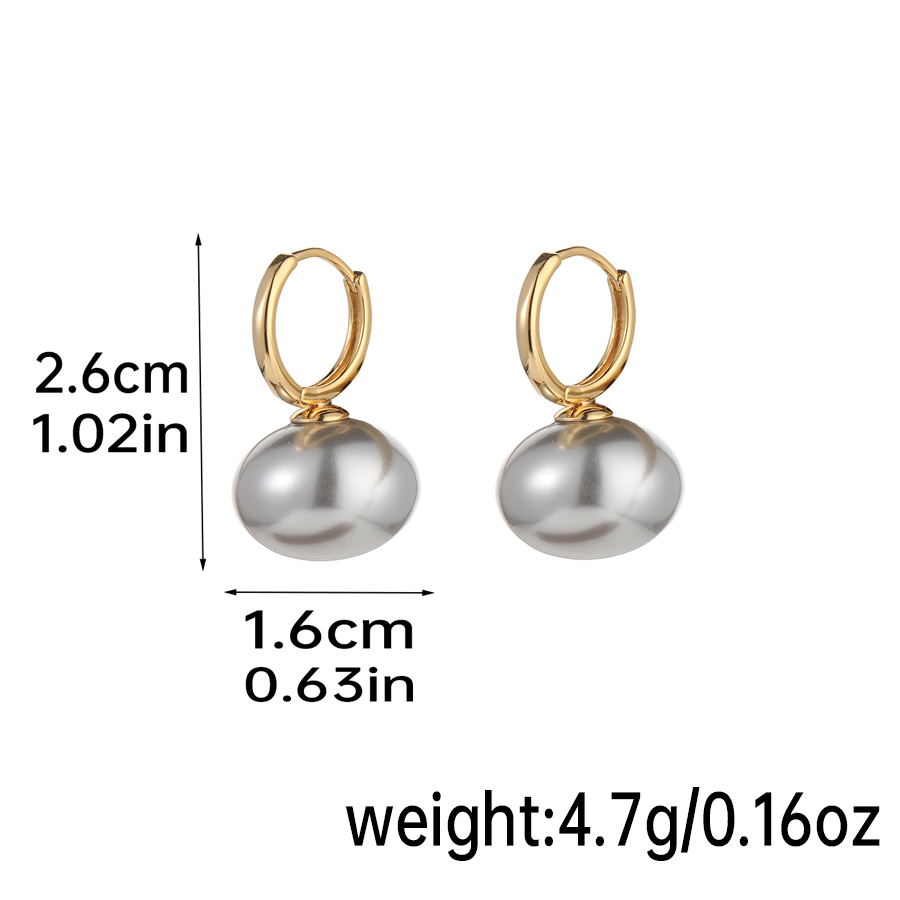 1 Pair Elegant Simple Style Color Block Inlay Resin Freshwater Pearl Copper Resin Pearl 18k Gold Plated Drop Earrings display picture 6