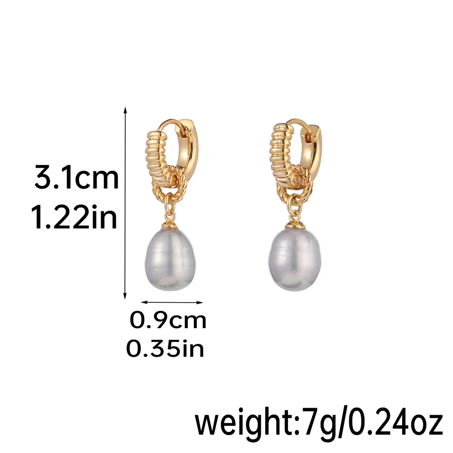 1 Pair Elegant Simple Style Color Block Inlay Resin Freshwater Pearl Copper Resin Pearl 18k Gold Plated Drop Earrings display picture 7
