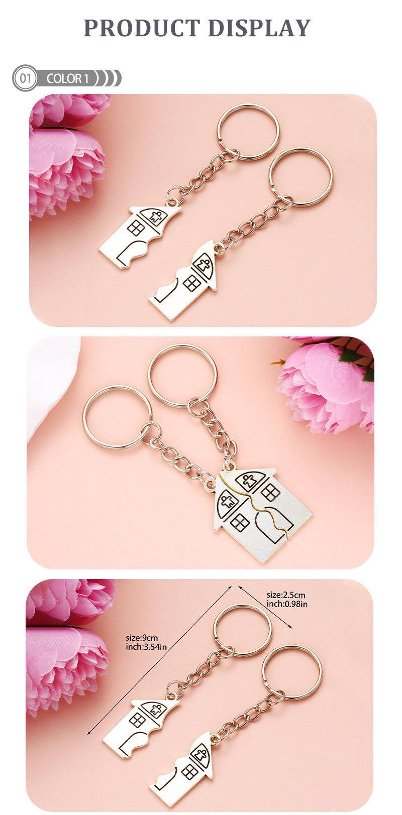 Simple Style Heart Shape Alloy Printing Valentine's Day Keychain display picture 2