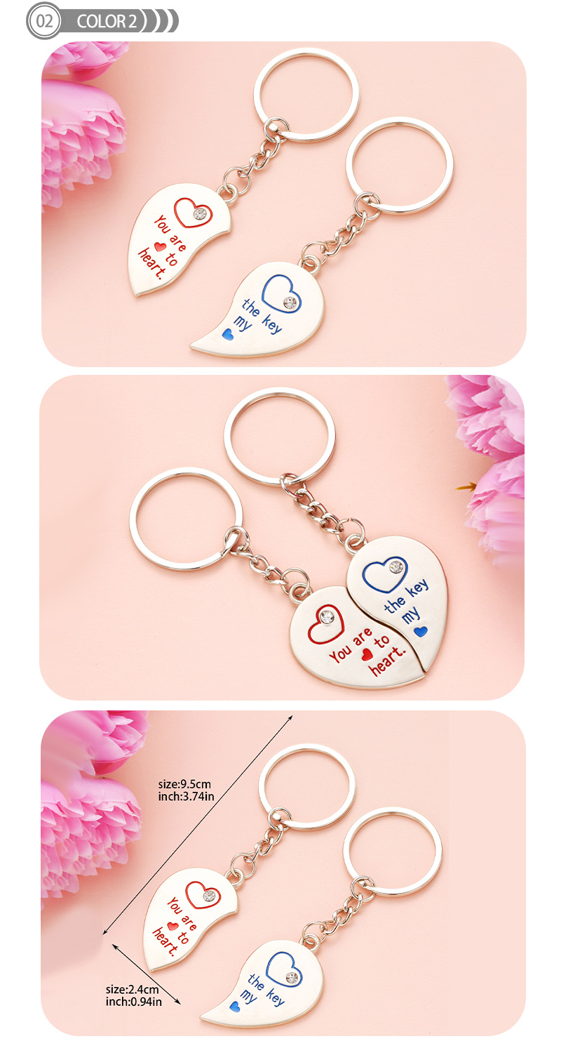 Simple Style Heart Shape Alloy Printing Valentine's Day Keychain display picture 3