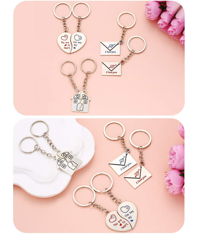 Simple Style Heart Shape Alloy Printing Valentine's Day Keychain display picture 5