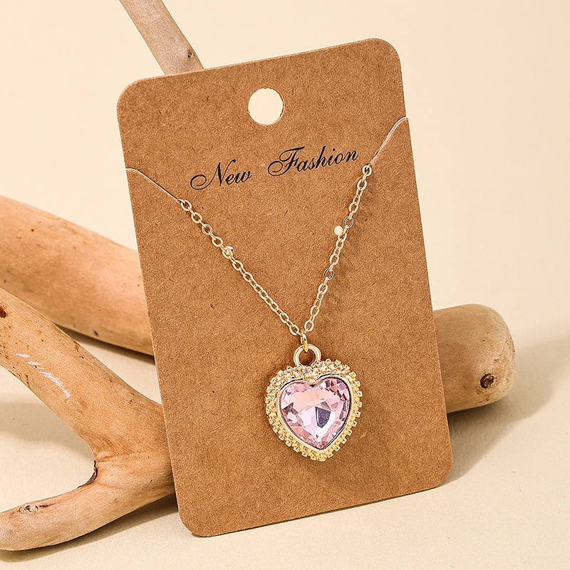 Sweet Simple Style Heart Shape Alloy Inlay Zircon Women's Pendant Necklace display picture 7