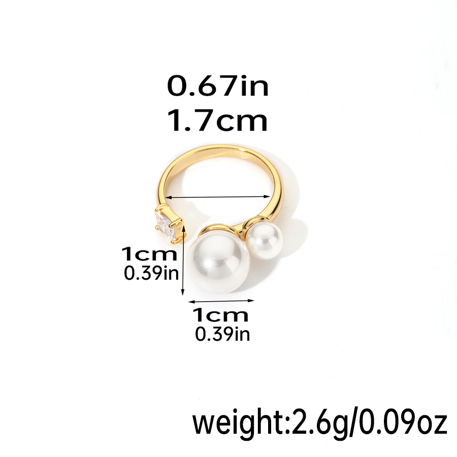 Elegant Classic Style Flower Copper Plating Inlay Freshwater Pearl Zircon 18k Gold Plated Rings display picture 5