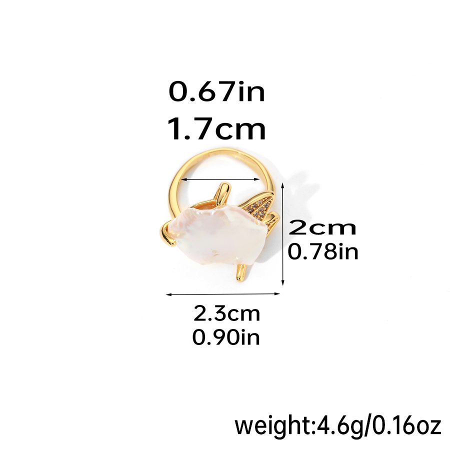 Elegant Classic Style Flower Copper Plating Inlay Freshwater Pearl Zircon 18k Gold Plated Rings display picture 7