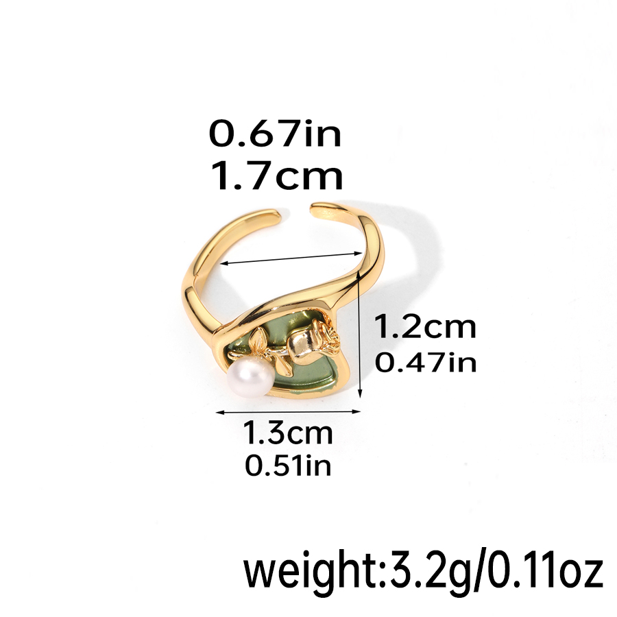 Elegant Classic Style Flower Copper Plating Inlay Freshwater Pearl Zircon 18k Gold Plated Rings display picture 3
