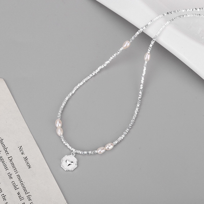 Einfacher Stil Einfarbig Sterling Silber Hülse Perlen Handgemacht Doppellagige Halsketten display picture 1