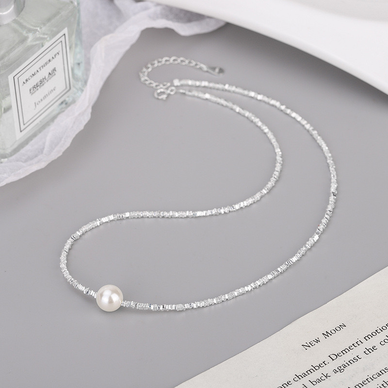 Einfacher Stil Einfarbig Sterling Silber Hülse Perlen Handgemacht Doppellagige Halsketten display picture 7
