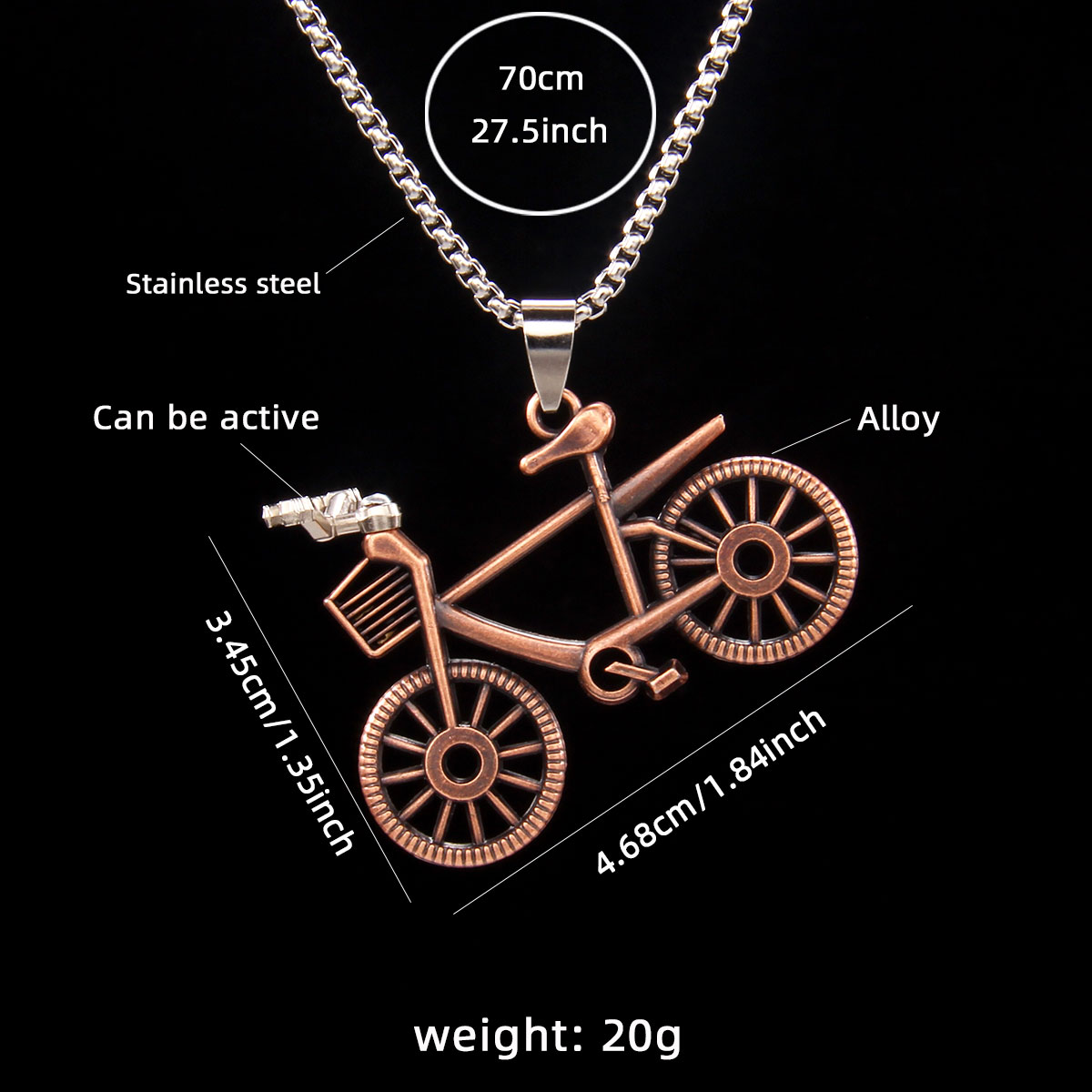 Vintage Style Bicycle 201 Stainless Steel Zinc Alloy Unisex Pendant Necklace display picture 2