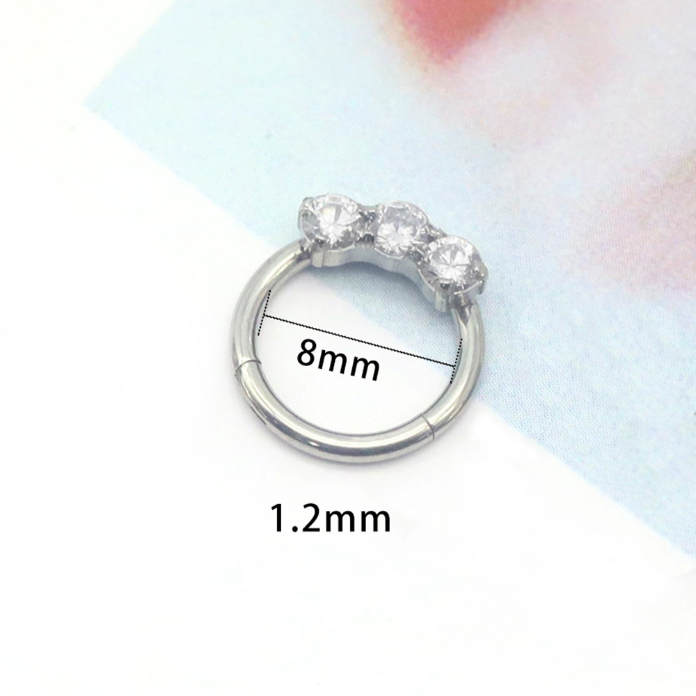 Cute Sweet Solid Color Stainless Steel Zircon Nose Ring In Bulk display picture 1