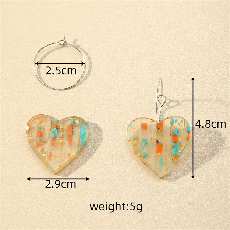 1 Pair Vintage Style Water Droplets Heart Shape Wood Resin Drop Earrings display picture 6