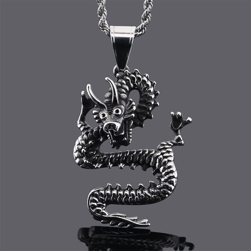 Basic Dragon Titanium Steel 18K Gold Plated Men's Necklace display picture 2
