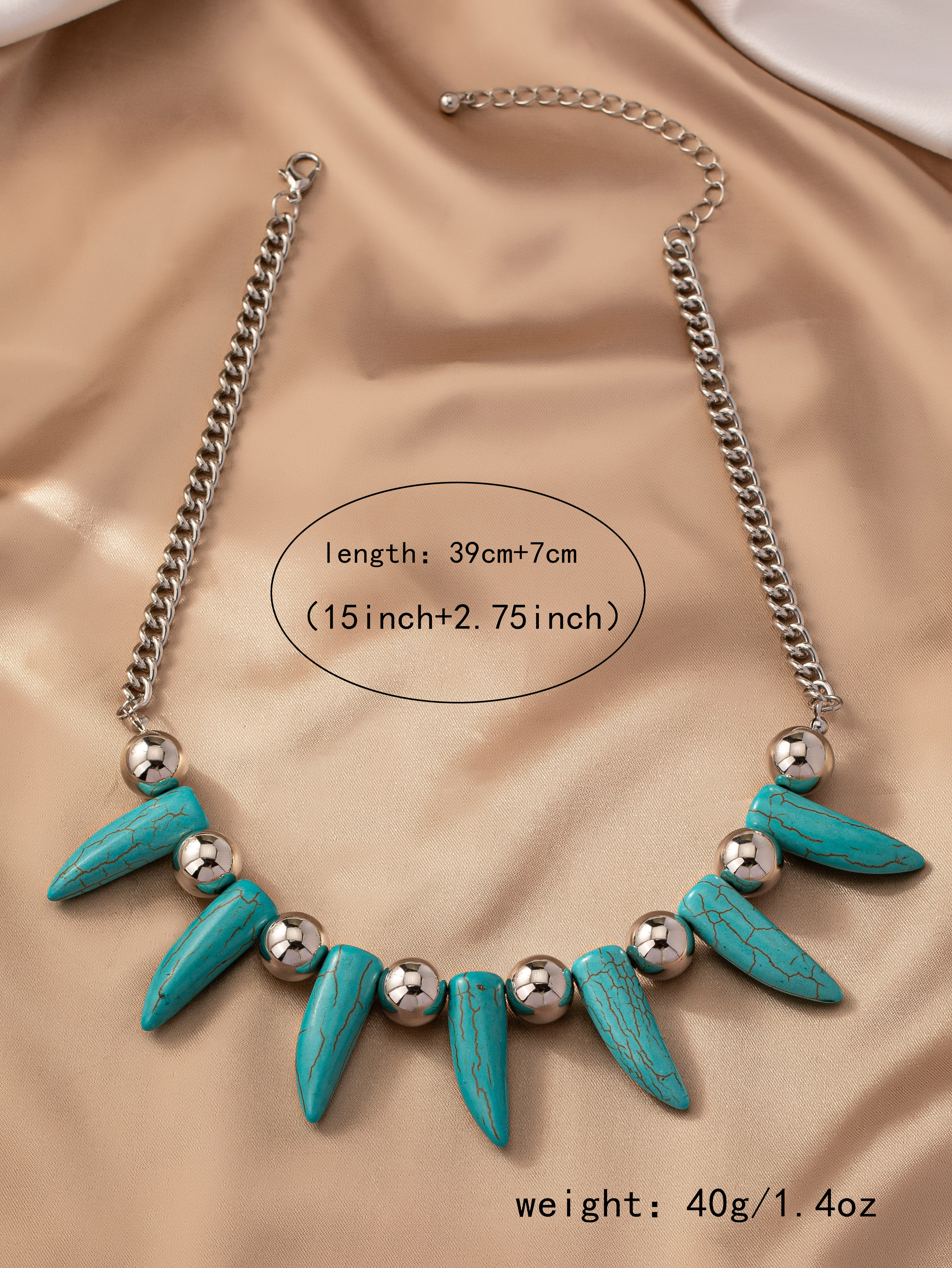 Retro Geometric Alloy Turquoise Beaded Plating Gold Plated Women's Necklace display picture 2