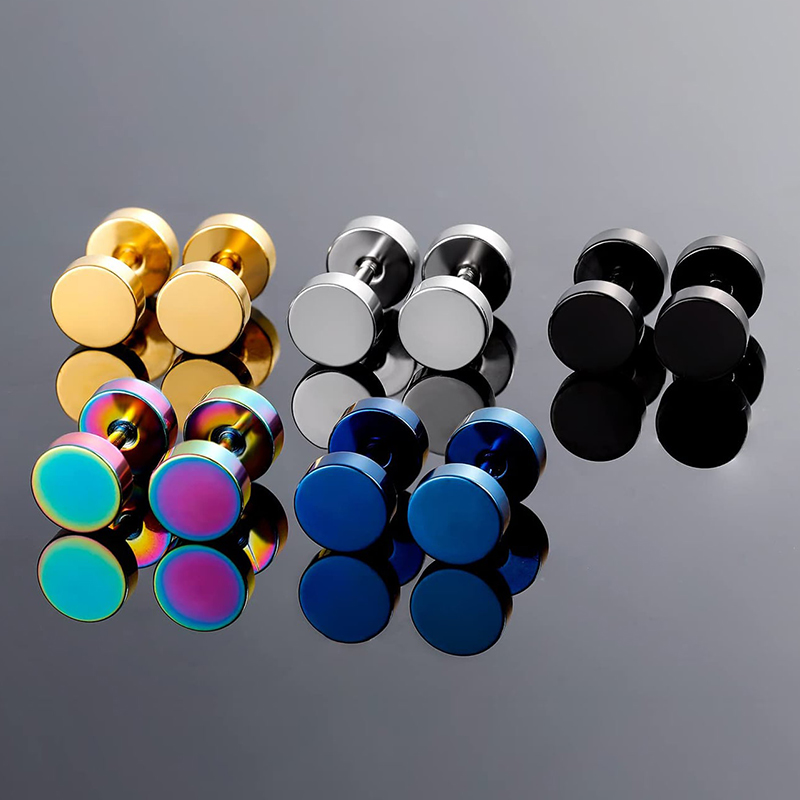 1 Set Casual Simple Style Round Solid Color Stainless Steel Ear Studs display picture 6