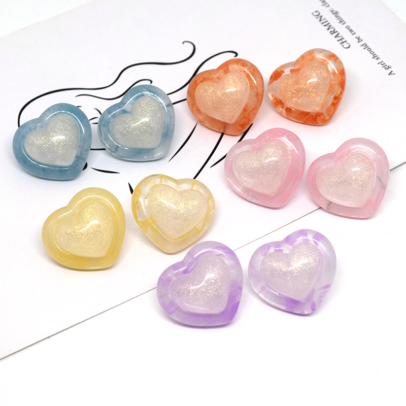 1 Pair Cute Heart Shape Resin Ear Studs display picture 4
