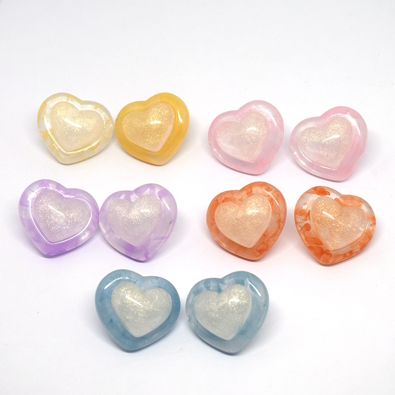 1 Pair Cute Heart Shape Resin Ear Studs display picture 6