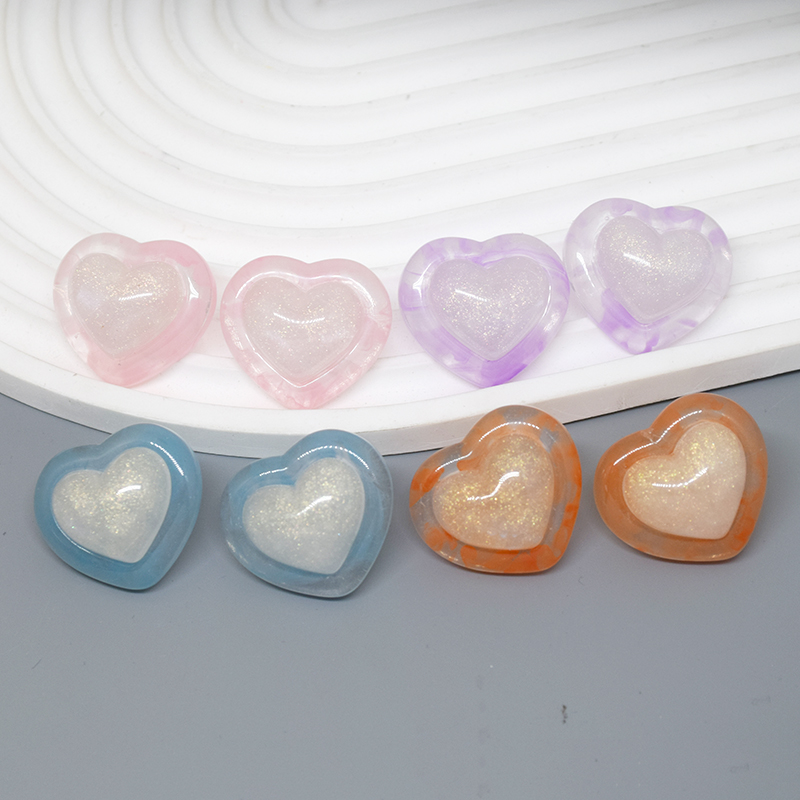1 Pair Cute Heart Shape Resin Ear Studs display picture 9