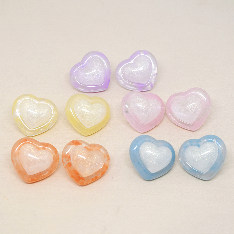 1 Pair Cute Heart Shape Resin Ear Studs display picture 10