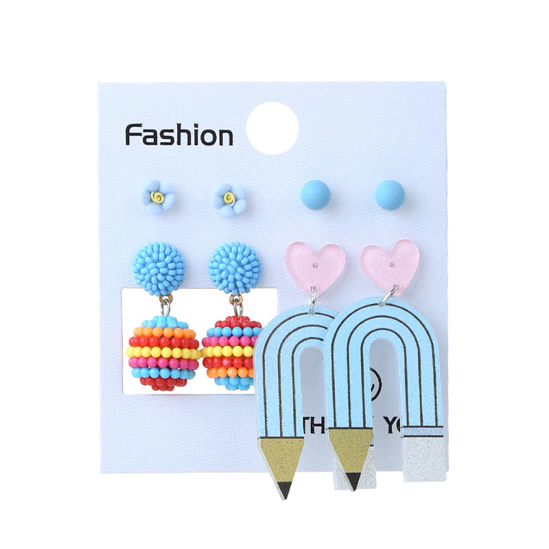 Wholesale Jewelry Cute Simple Style Flower Pencil Arylic Alloy Drop Earrings display picture 5