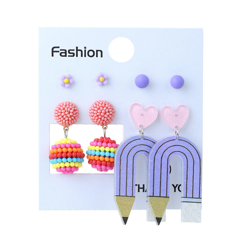 Wholesale Jewelry Cute Simple Style Flower Pencil Arylic Alloy Drop Earrings display picture 9