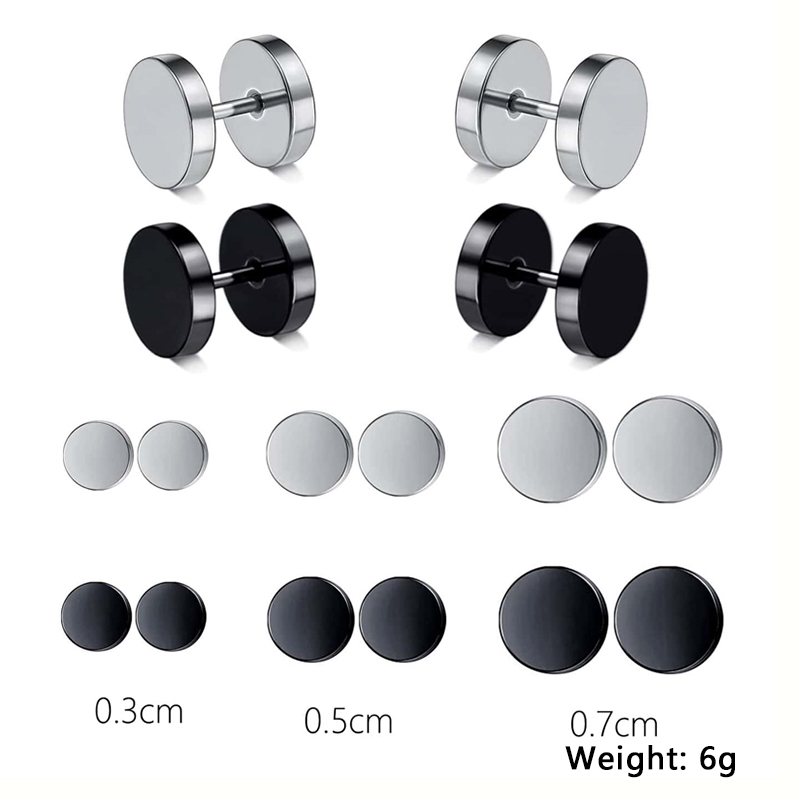 1 Set Casual Simple Style Round Solid Color Stainless Steel Ear Studs display picture 3