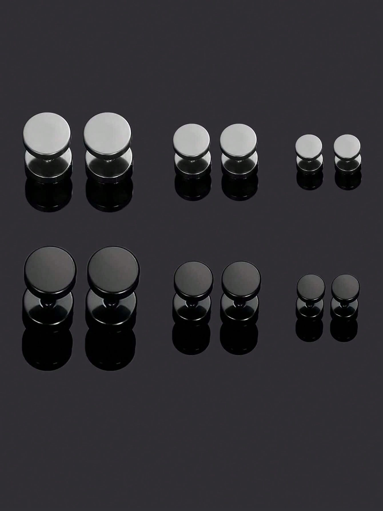 1 Set Casual Simple Style Round Solid Color Stainless Steel Ear Studs display picture 1