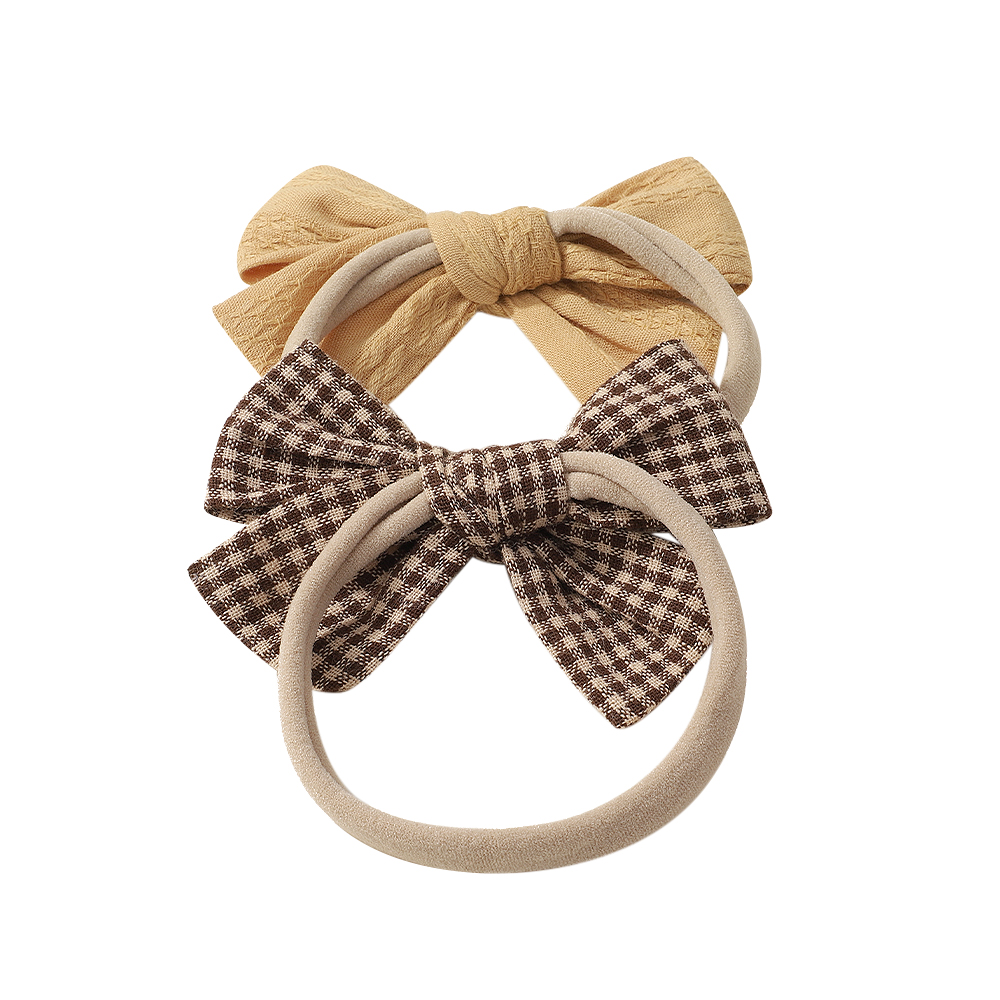 Girl's Princess Cute Pastoral Plaid Bow Knot Daisy Linen Cloth Hair Clip display picture 2