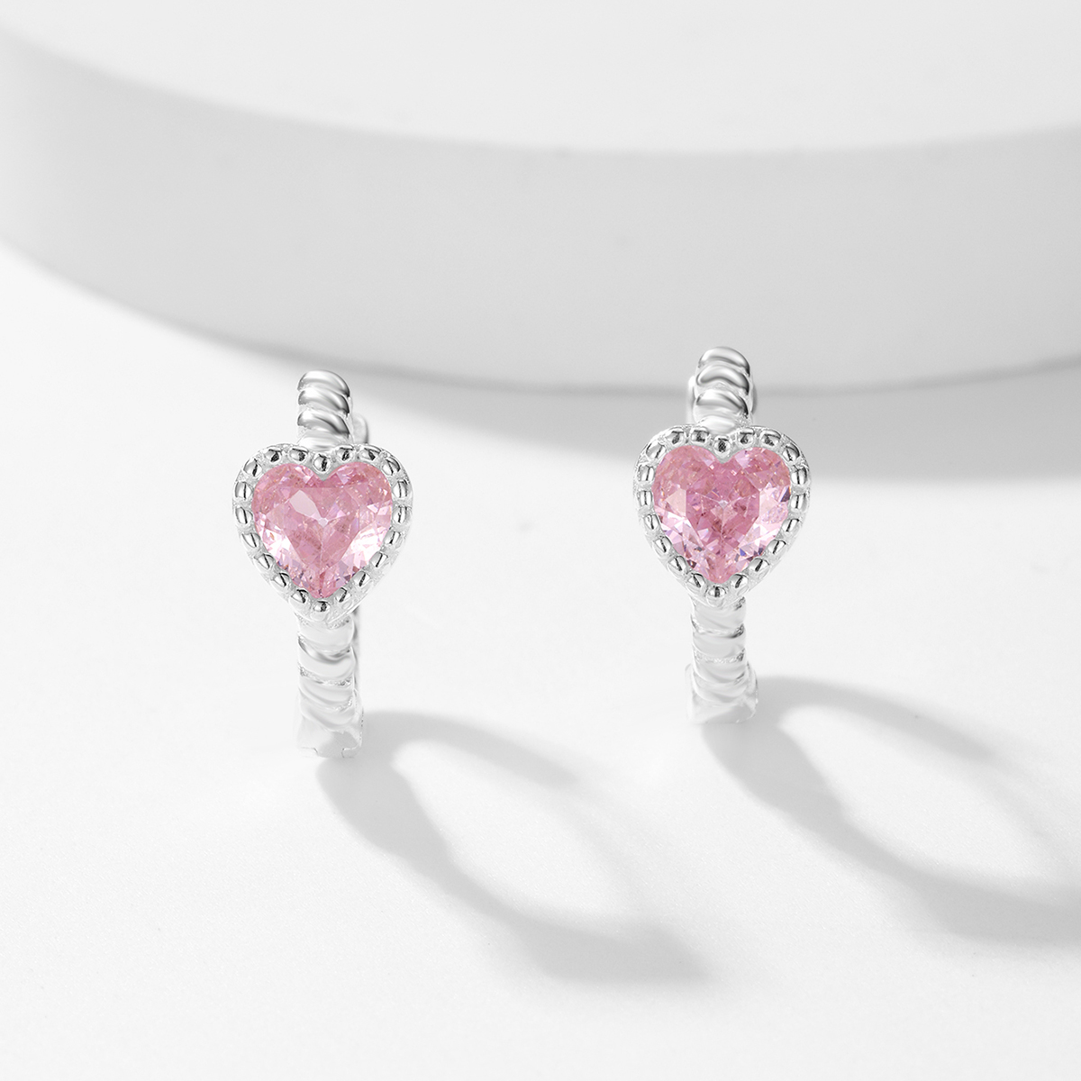1 Pair Elegant Cute Sweet Heart Shape Inlay Sterling Silver Zircon Earrings display picture 12