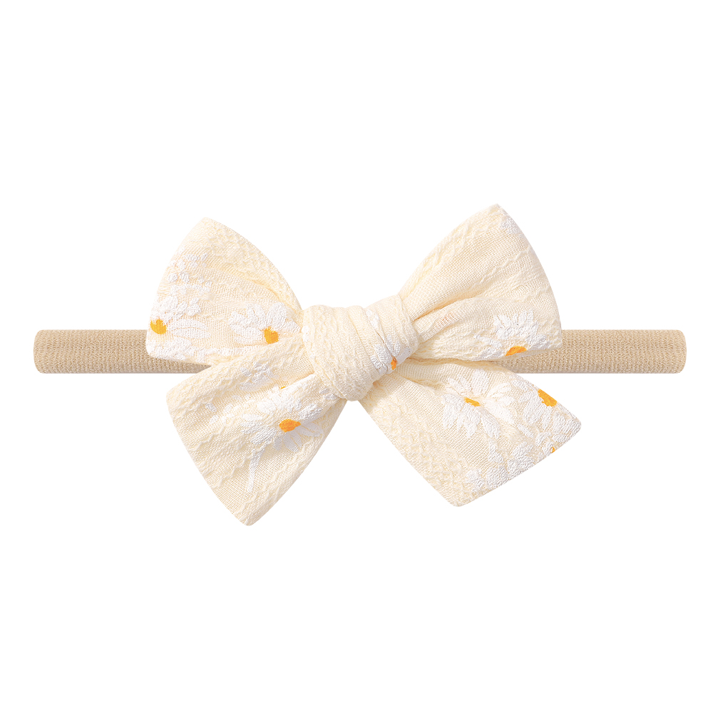Girl's Princess Cute Pastoral Plaid Bow Knot Daisy Linen Cloth Hair Clip display picture 7
