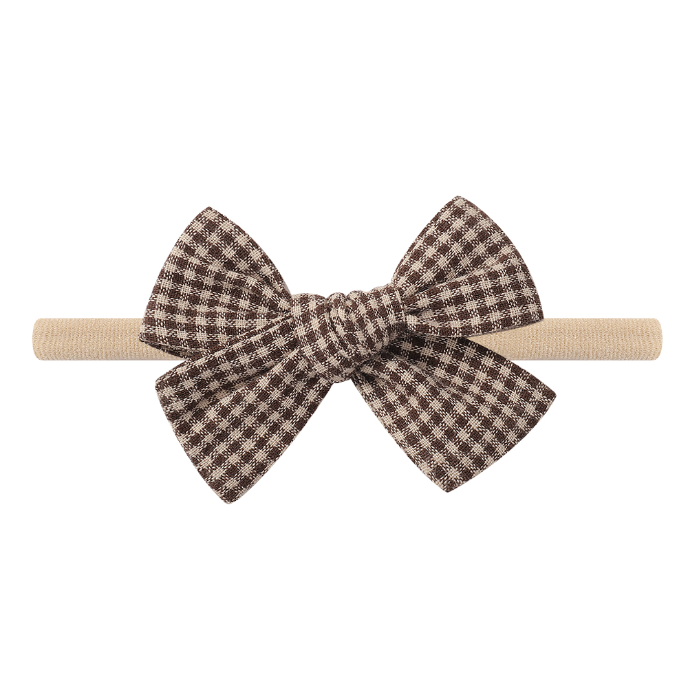 Girl's Princess Cute Pastoral Plaid Bow Knot Daisy Linen Cloth Hair Clip display picture 14