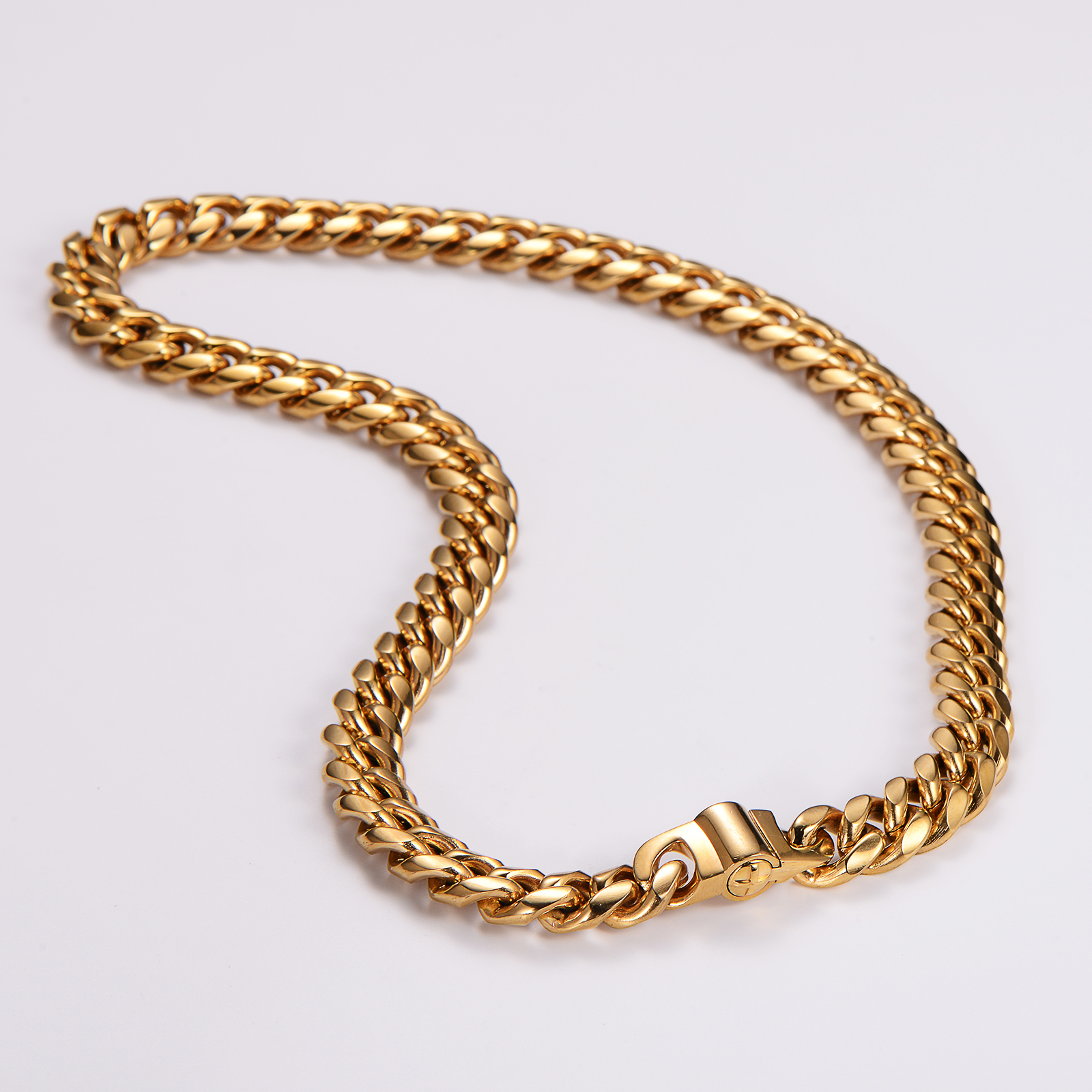 304 Stainless Steel 18K Gold Plated Hip-Hop Rock Plating Solid Color Necklace display picture 2