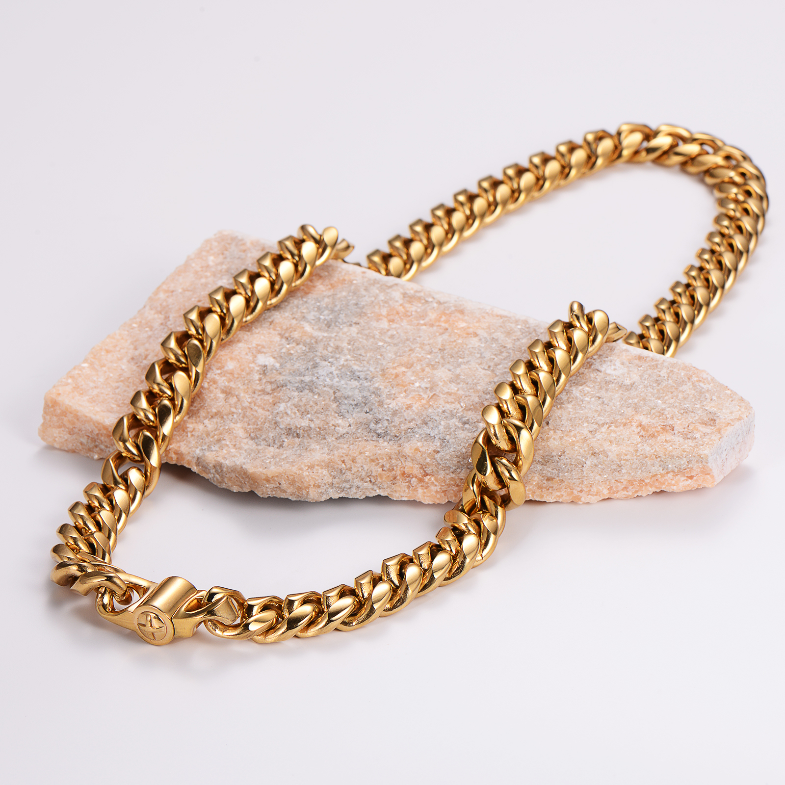 Acero Inoxidable 304 Chapados en oro de 18k Hip Hop Rock Enchapado Color Sólido Collar display picture 3