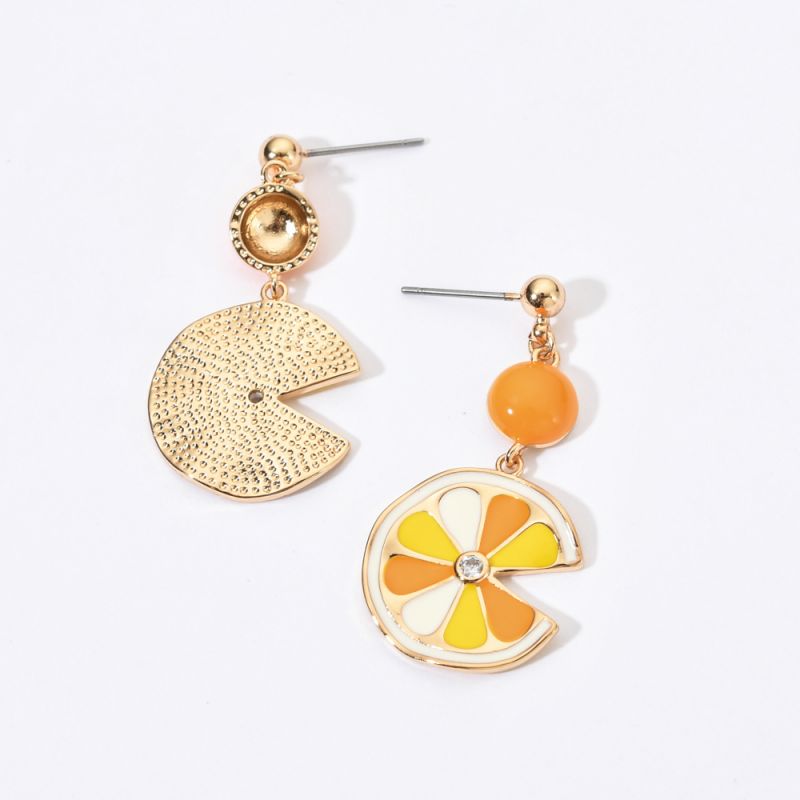 1 Pair Sweet Orange Enamel Plating Inlay Copper Zircon 18k Gold Plated Drop Earrings display picture 2