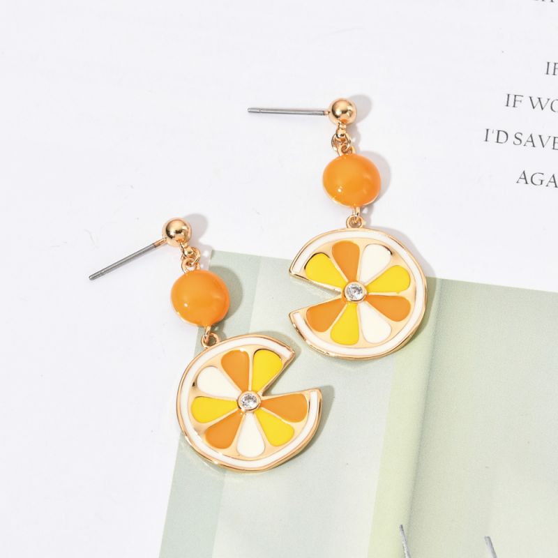 1 Pair Sweet Orange Enamel Plating Inlay Copper Zircon 18k Gold Plated Drop Earrings display picture 3