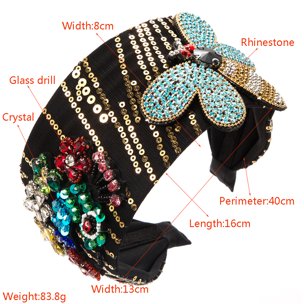 Women's Elegant Luxurious Flower Bee Cloth Inlay Artificial Crystal Rhinestones Glass Hair Band display picture 1