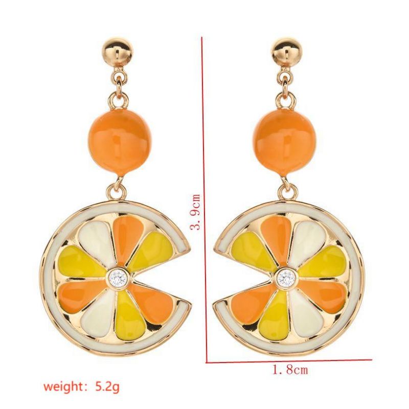 1 Paire Sucré Orange Émail Placage Incruster Le Cuivre Zircon Plaqué Or 18k Boucles D'oreilles display picture 5