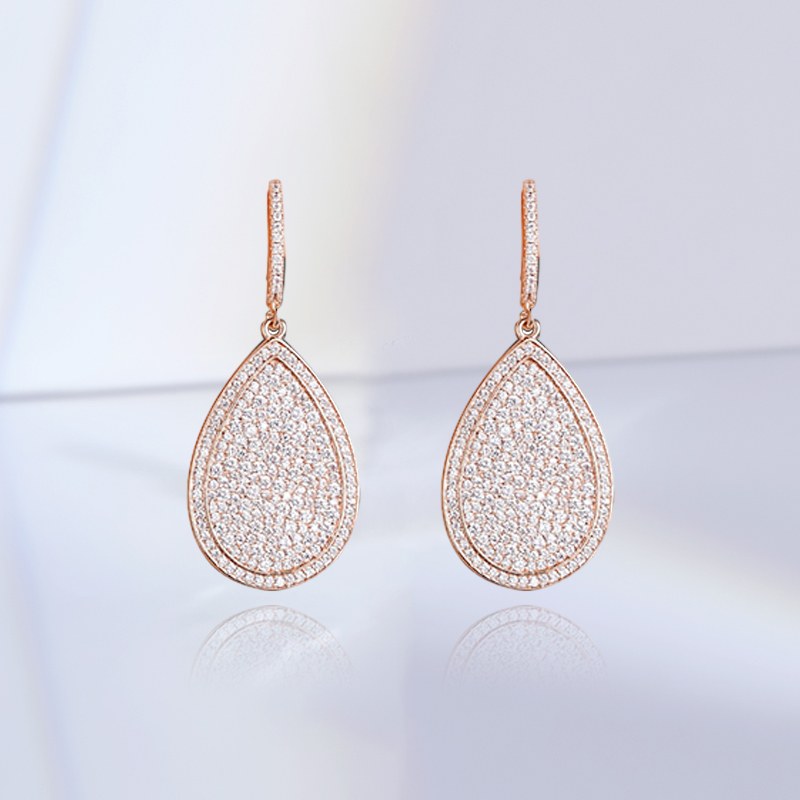 1 Pair Elegant Water Droplets Plating Inlay Copper Zircon Rose Gold Plated Drop Earrings display picture 2