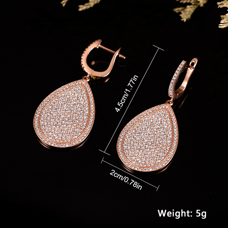 1 Pair Elegant Water Droplets Plating Inlay Copper Zircon Rose Gold Plated Drop Earrings display picture 4