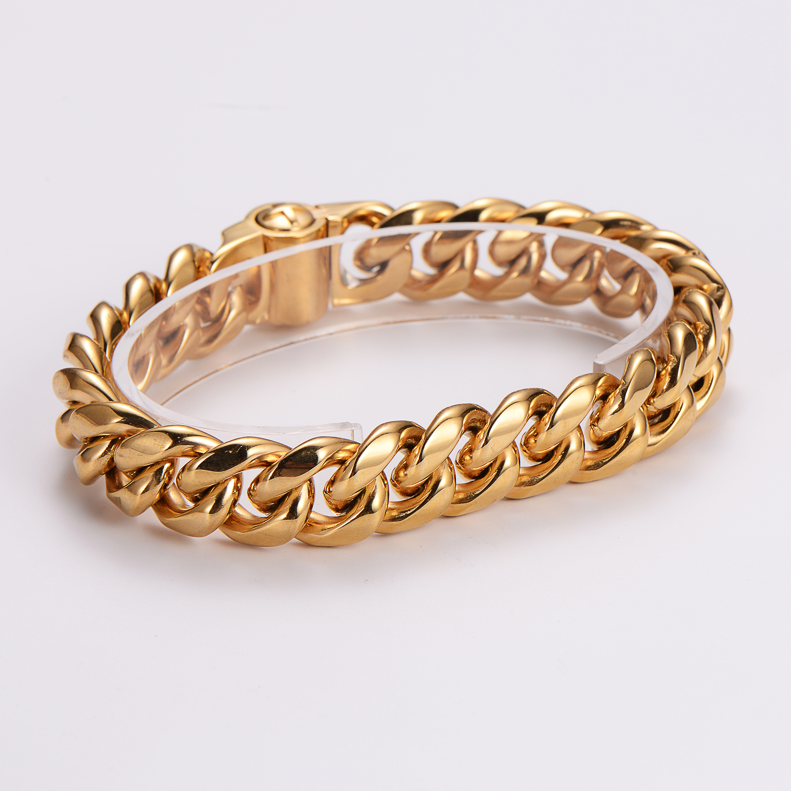 304 Stainless Steel 18K Gold Plated Hip-Hop Rock Cool Style Polishing Plating Solid Color Bracelets display picture 3