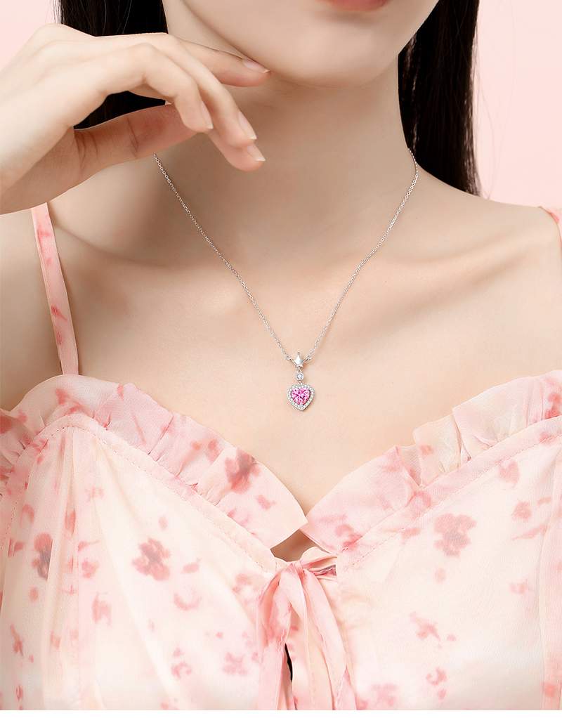 Ig Style Shiny Heart Shape Crown Sterling Silver Polishing Plating Inlay Zircon Pendant Necklace display picture 1